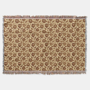 Brown Floral Throw Blanket
