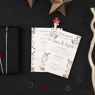 Brown Floral Wedding Theme Programme