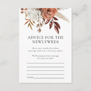 Brown Florals Newlyweds Advice Wedding Game Card