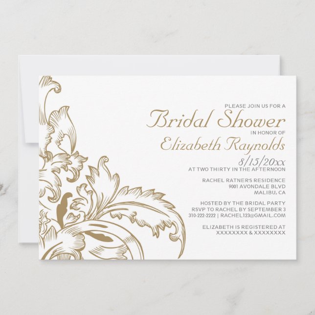 Brown Flourish Bridal Shower Invitations (Front)