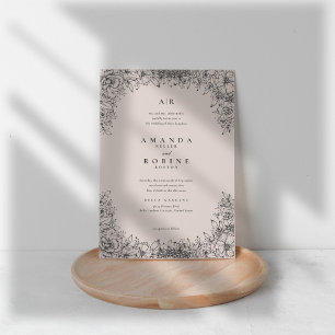 Brown Flower Elegant Wedding Invitation