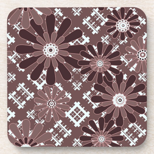 Brown , flower pattern coaster (Front)