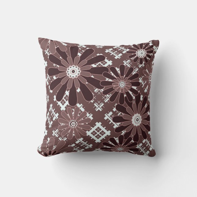 Brown , flower pattern cushion (Front)