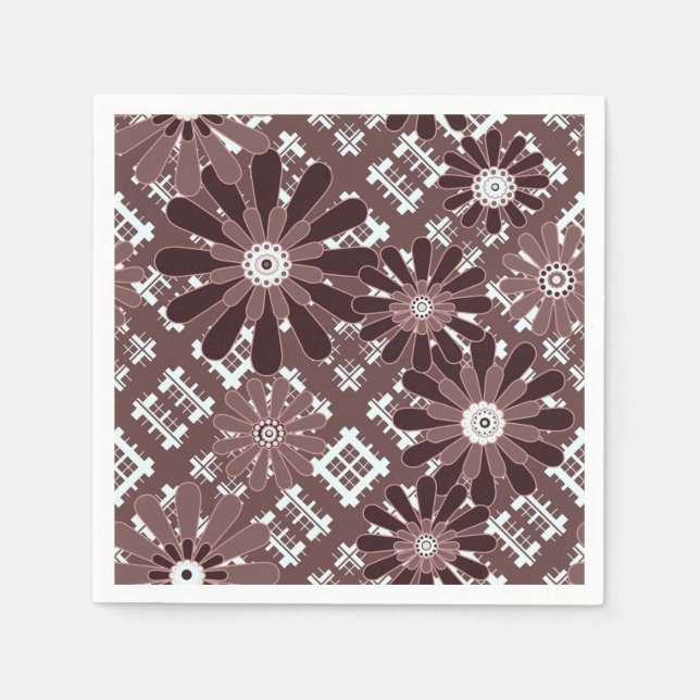 Brown , flower pattern napkin (Front)