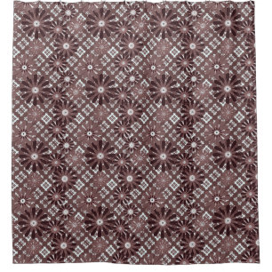 Brown , flower pattern shower curtain