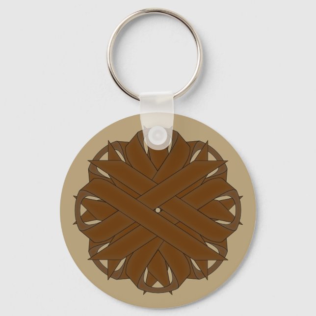 Brown Flower Ribbon by Kenneth Yoncich Key Ring (Front)
