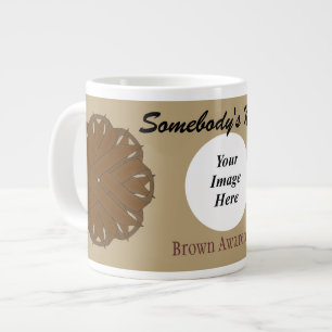 Brown Flower Ribbon Template by Kenneth Yoncich Large Coffee Mug