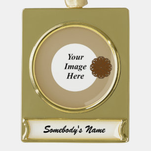 Brown Flower Ribbon Tmpl by Kenneth Yoncich Gold Plated Banner Ornament