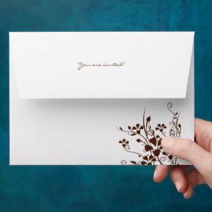 Brown Flower Swirl Wedding Envelopes