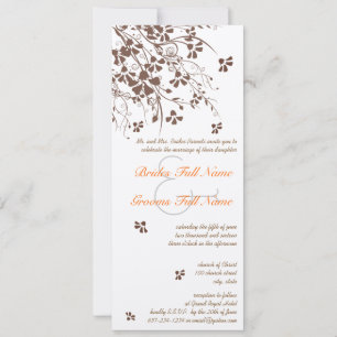Brown Flower Swirls Wedding Invitations