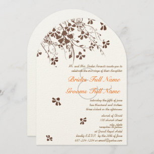 Brown Flower Swirls Wedding Invitations