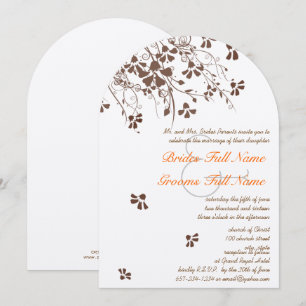 Brown Flower Swirls Wedding Invitations