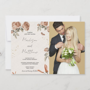 Brown Flower Wedding Invitations with photo