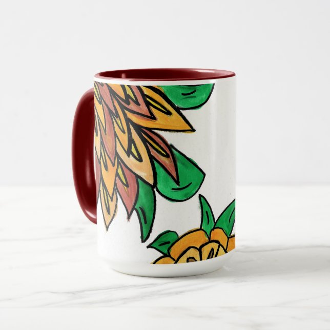 Brown Flowers Mug (Front Left)