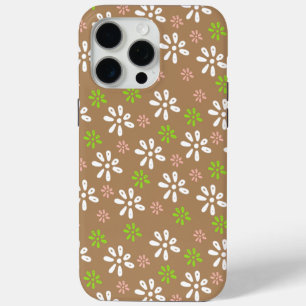 Brown Flowers Pattern iPhone 15 Pro Max Case