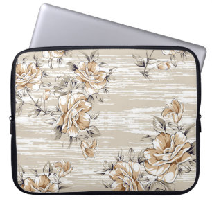 brown flowers pattern on texture backgroundpattern laptop sleeve