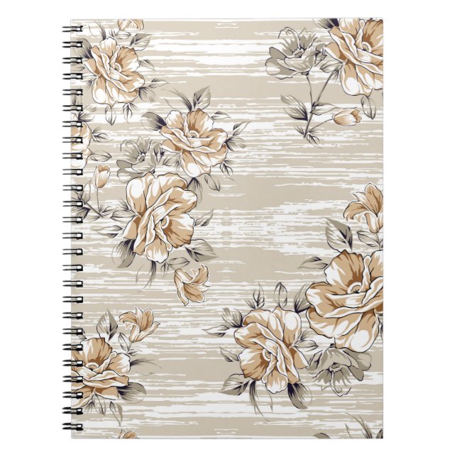 brown flowers pattern on texture backgroundpattern notebook (Front)