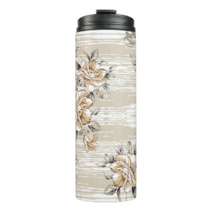 brown flowers pattern on texture backgroundpattern thermal tumbler