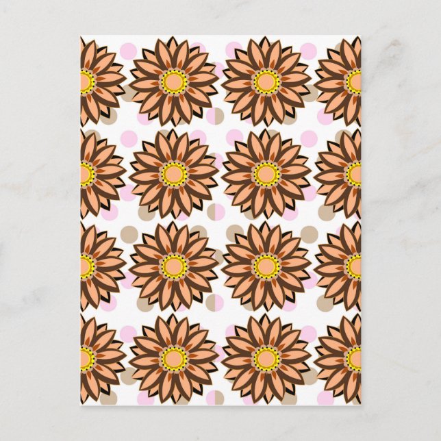 Brown Flowers pink Polka dot Floral pattern   Postcard (Front)