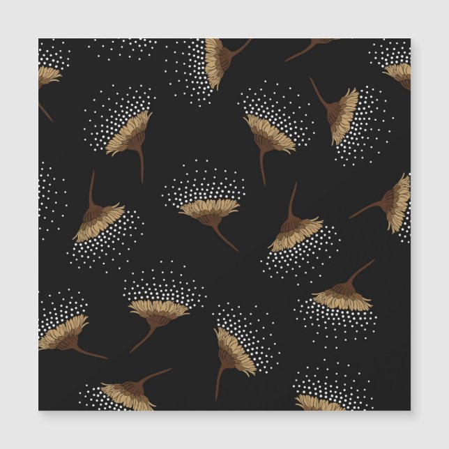 Brown flowers, seamless black background. (Front)