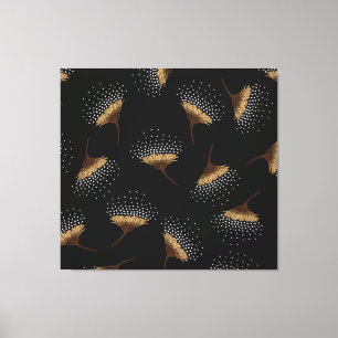 Brown flowers, seamless black background. canvas print