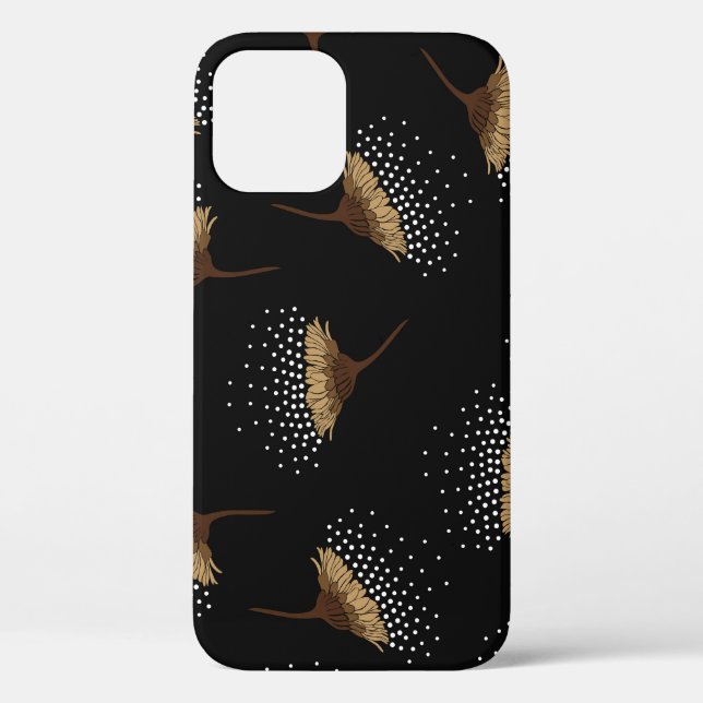 Brown flowers, seamless black background. Case-Mate iPhone case (Back)