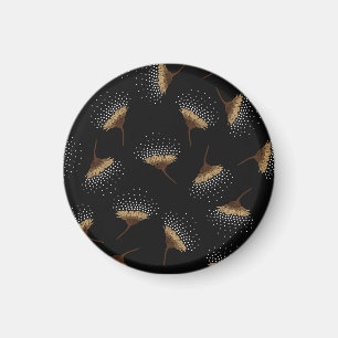 Brown flowers, seamless black background. magnet