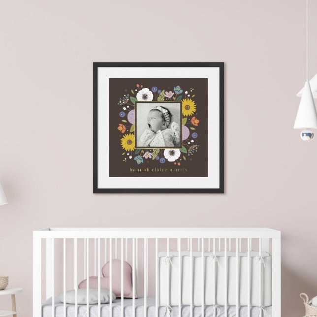 Brown Foil Floral Girl's Nursery Photo Art Print (Creator Uploaded)