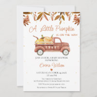 Brown Foliage Heart Pumpkin Truck Baby Shower 
