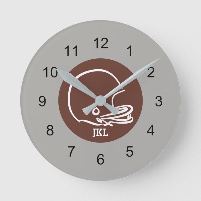 Brown Football Helmet Wall Clock (Front)
