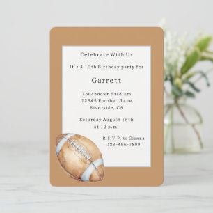 Brown Football Touchdown Sports Birthday Invitation
