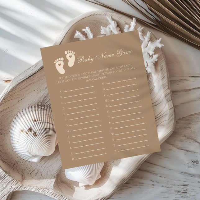 Brown Footprints Gender Reveal Baby Name Game (Creator Uploaded)