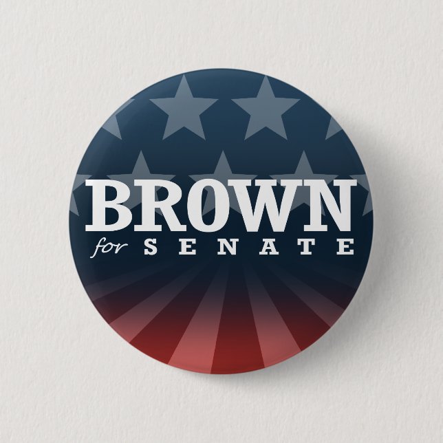 BROWN FOR SENATE 2014 6 CM ROUND BADGE (Front)
