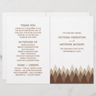 Brown Forest Range Woodland Wedding Program