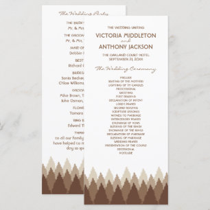 Brown Forest Range Woodland Wedding Programme