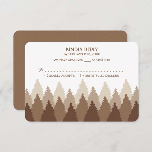 Brown Forest Range Woodland Wedding RSVP (Front/Back)