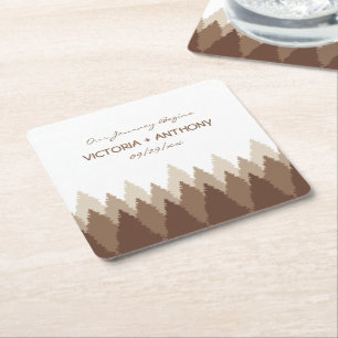 Brown Forest Range Woodland Wedding Square Paper Coaster