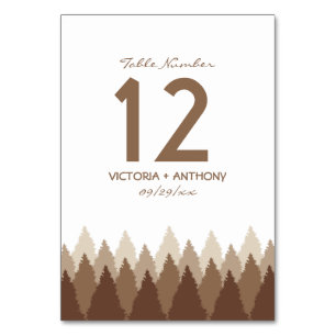 Brown Forest Range Woodland Wedding Table Number