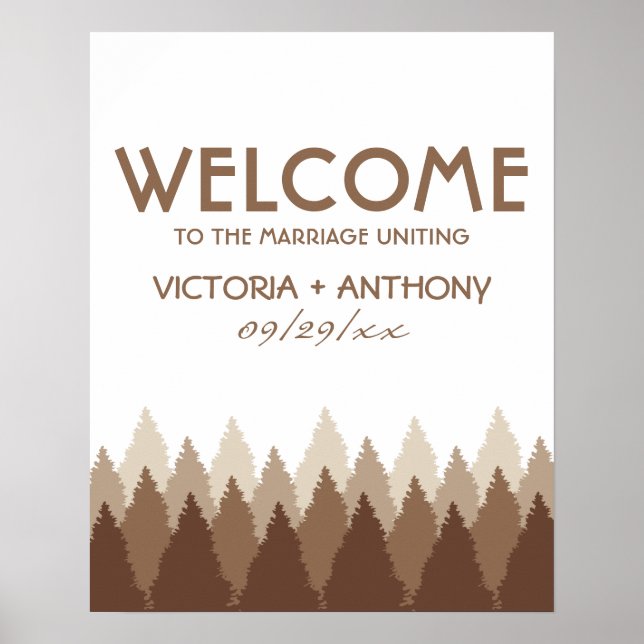 Brown Forest Range Woodland Wedding Welcome Poster (Front)