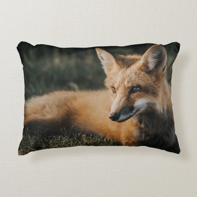 BROWN FOX ON GROUND DECORATIVE CUSHION (Front)