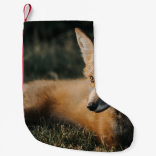 BROWN FOX ON GROUND SMALL CHRISTMAS STOCKING