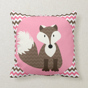 Brown Fox on Pink Throw Pillow