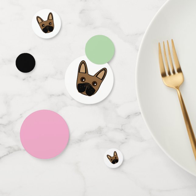 Brown French Bulldog Face Table Confetti (Group)