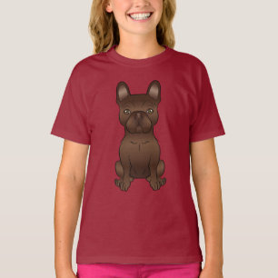 Brown French Bulldog / Frenchie Cute Cartoon Dog T-Shirt