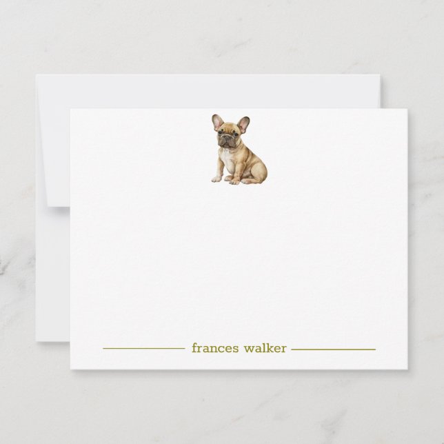 Brown French Bulldog Personalised Note Cards (Front)