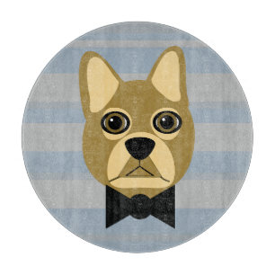 Brown French Bulldog, Stripes Cutting Board