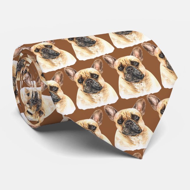 Brown French Bulldog Tie (Rolled)