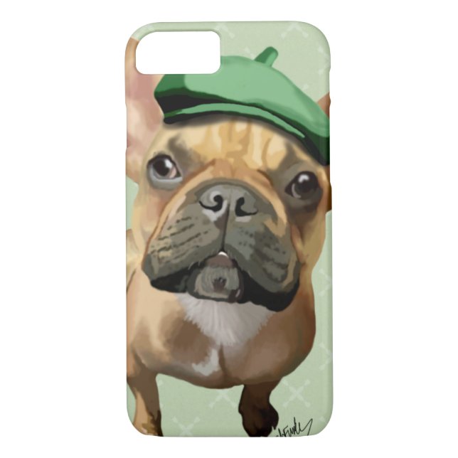 Brown French Bulldog with Green Hat Case-Mate iPhone Case (Back)