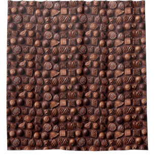 Brown Funny Unique Sweet Chocolate Pattern  Shower Curtain