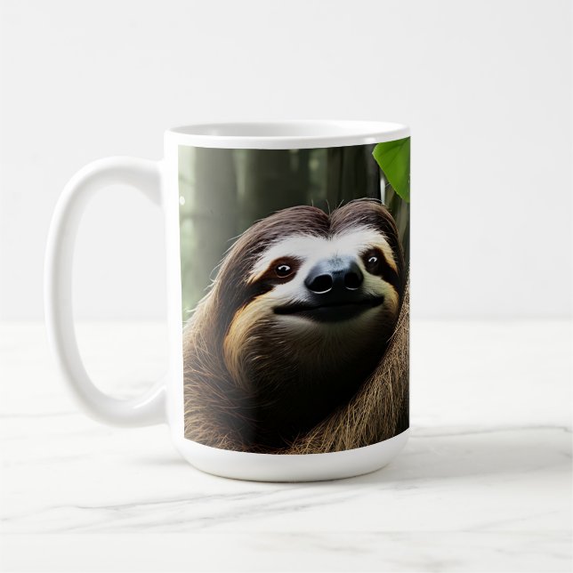 Brown Fuzzy Sloth, Coffee Mug (Left)